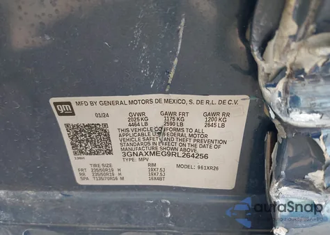 2024 Chevrolet Equinox Fwd Rs z USA, uszkodzony, nr VIN 3GNAXMEG9RL264256